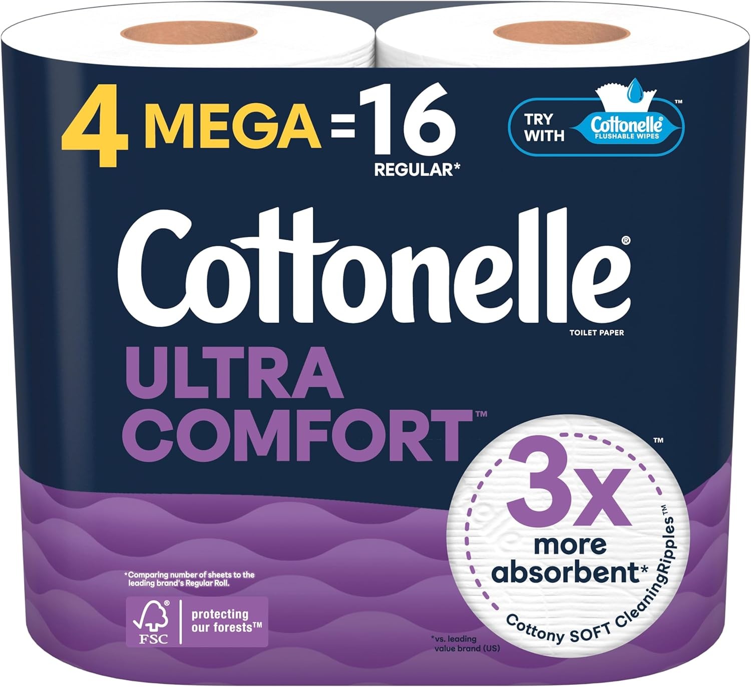 Cottonelle Ultra Comfort Soft Toilet Paper, 4 244 sheet (Pack of 4), White