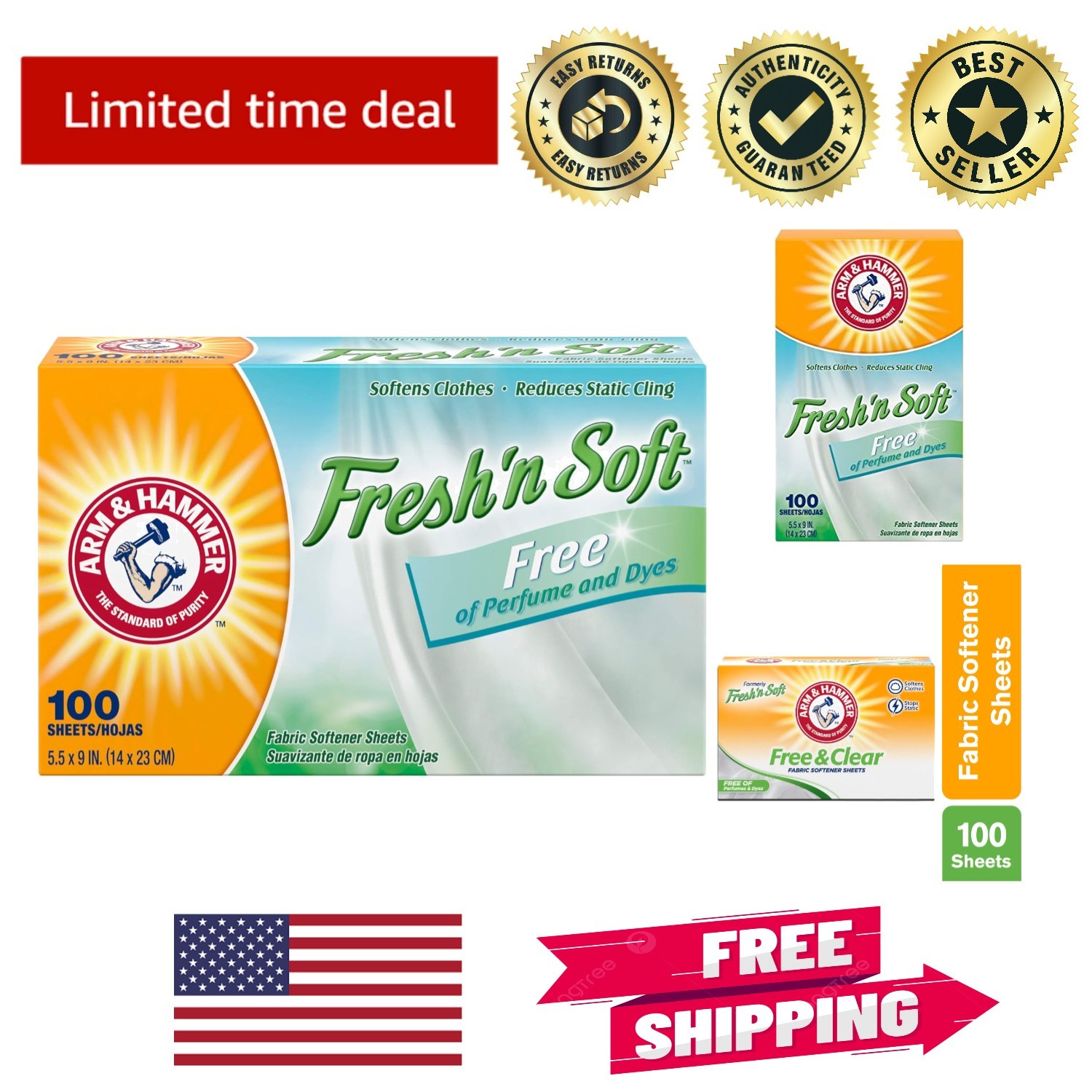 Static Cling Eliminator – ARM & HAMMER 100 Count Dye-Free Fabric Softener Sheets