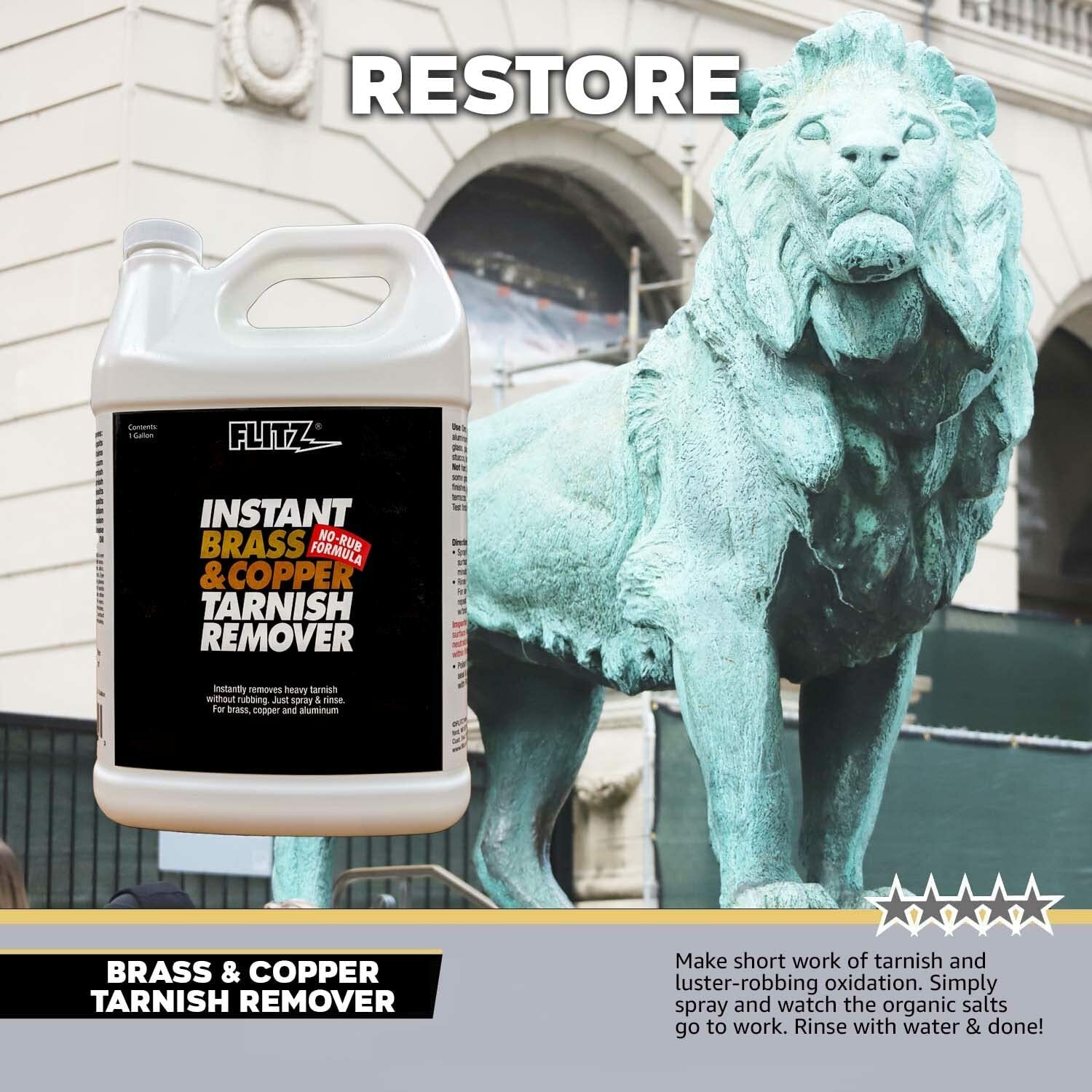FLITZ Brass & Copper Tarnish Remover 1 Gallon/3785ml BC01810 (SEE VIDEO)