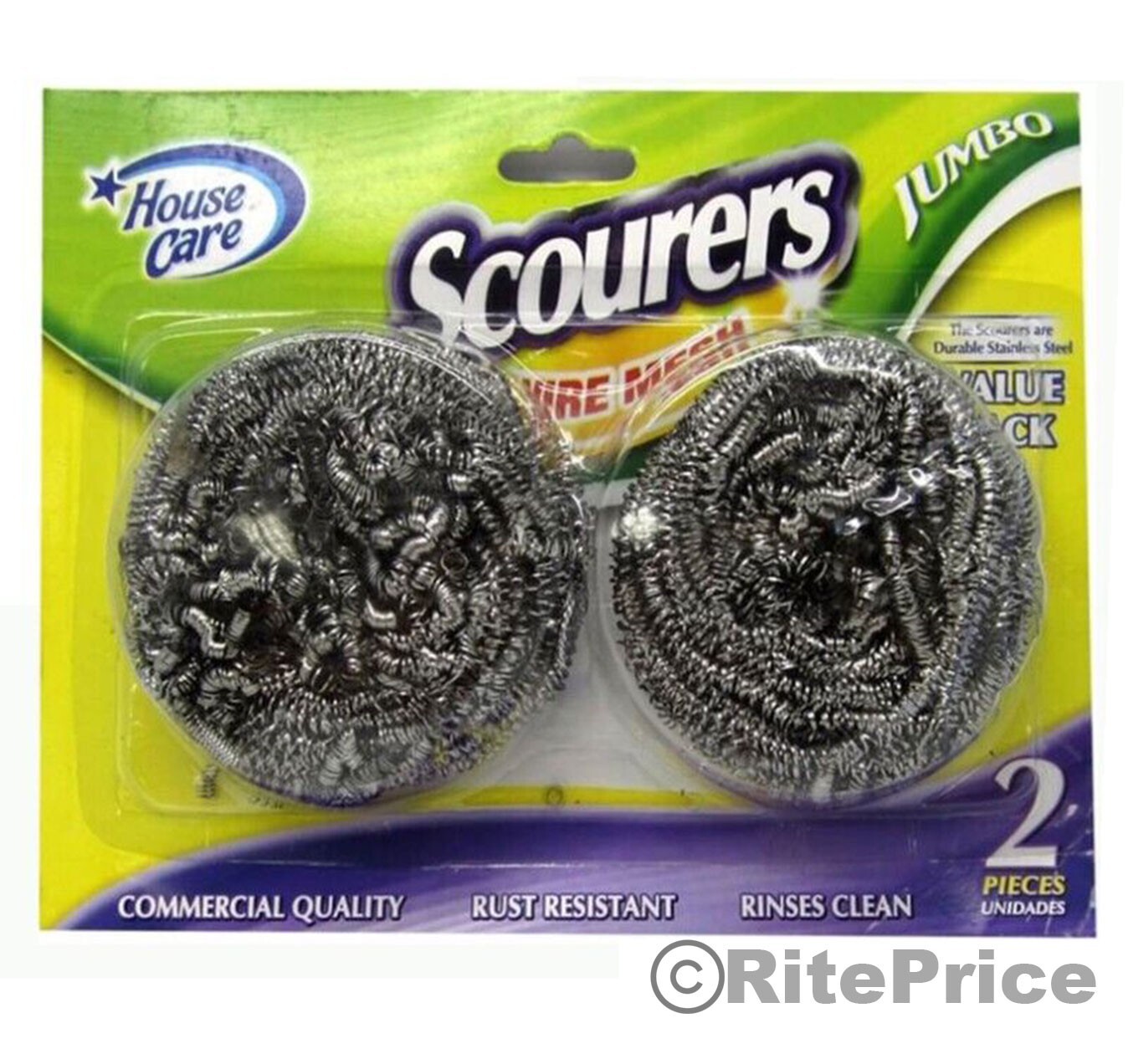 Jumbo 4 PCS Stainless Steel Sponges Scrubbing Scourer Pad For Kitchen (2 Pack)