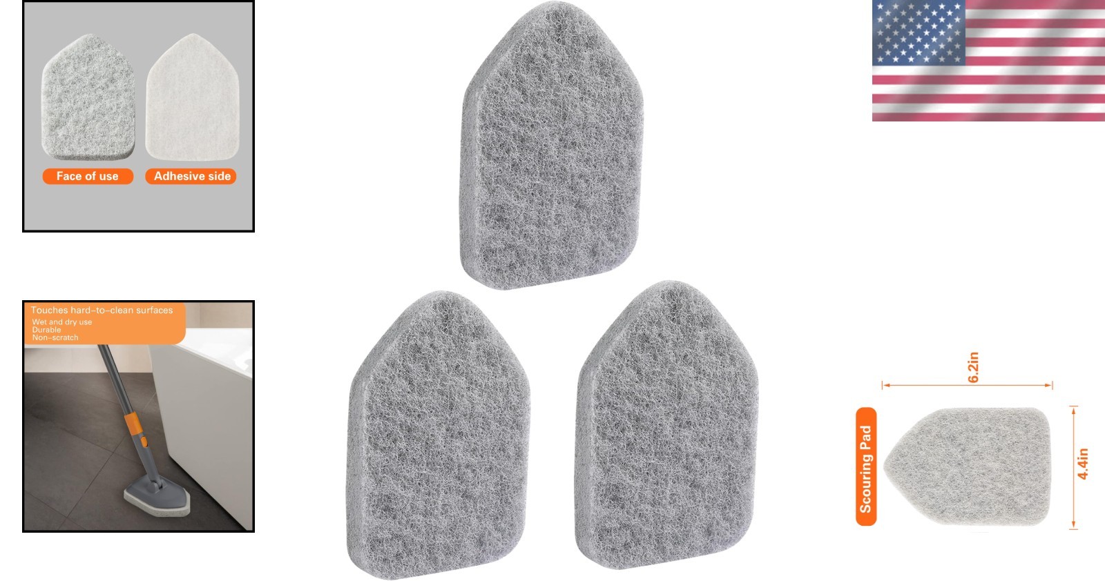 3-Piece Durable Scouring Pads for Ultimate Multi-Surface Cleaning | 6.2″ x 4.4″