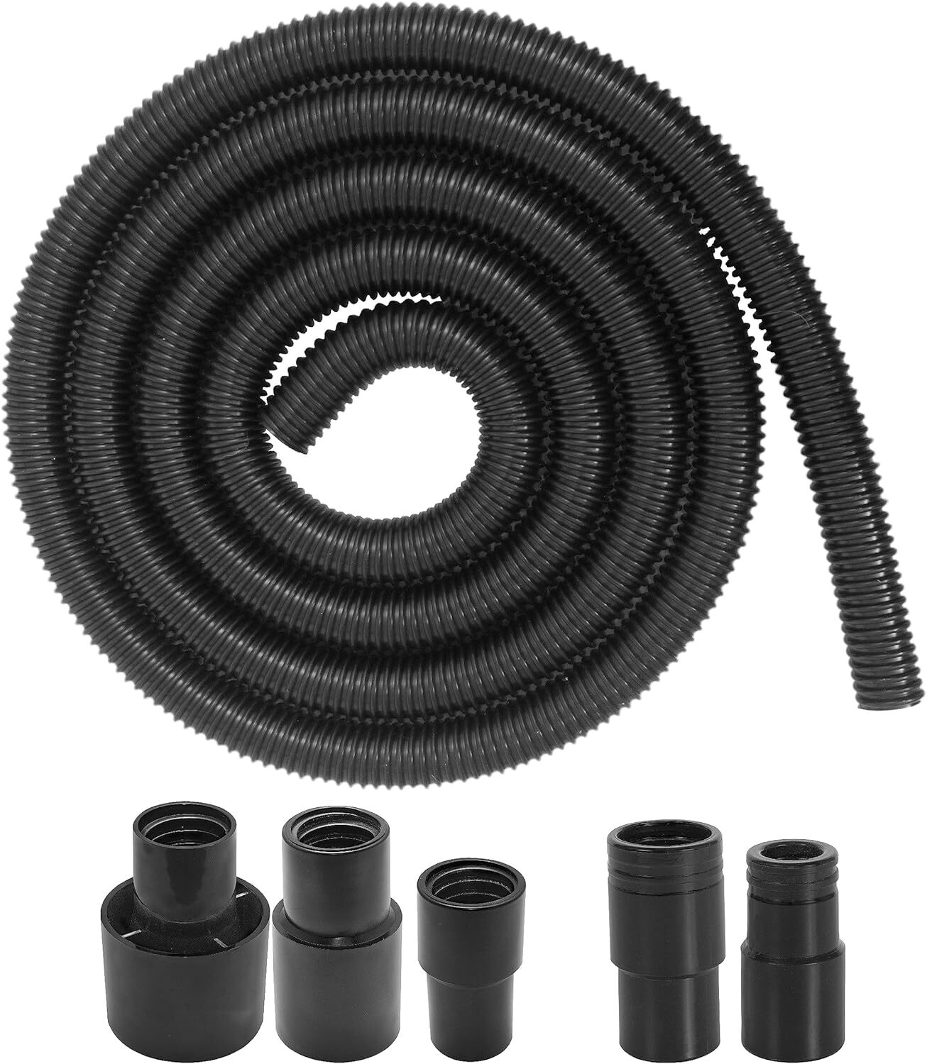 10 Foot Long Dust Collection Power Tool Hose Kit with 5 Fittings/Attachments for