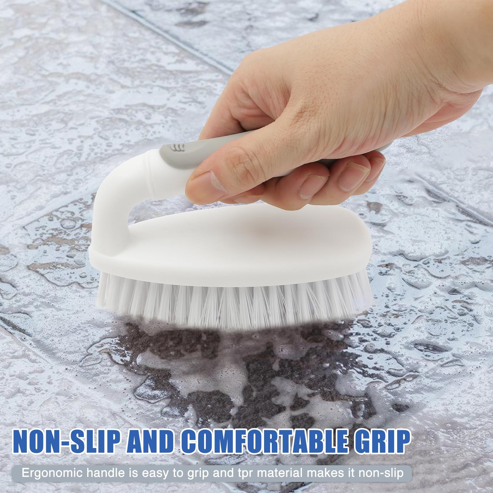 Apvpvpt Heavy Duty Scrub Brush with Stiff Bristles 2 Pack Gray