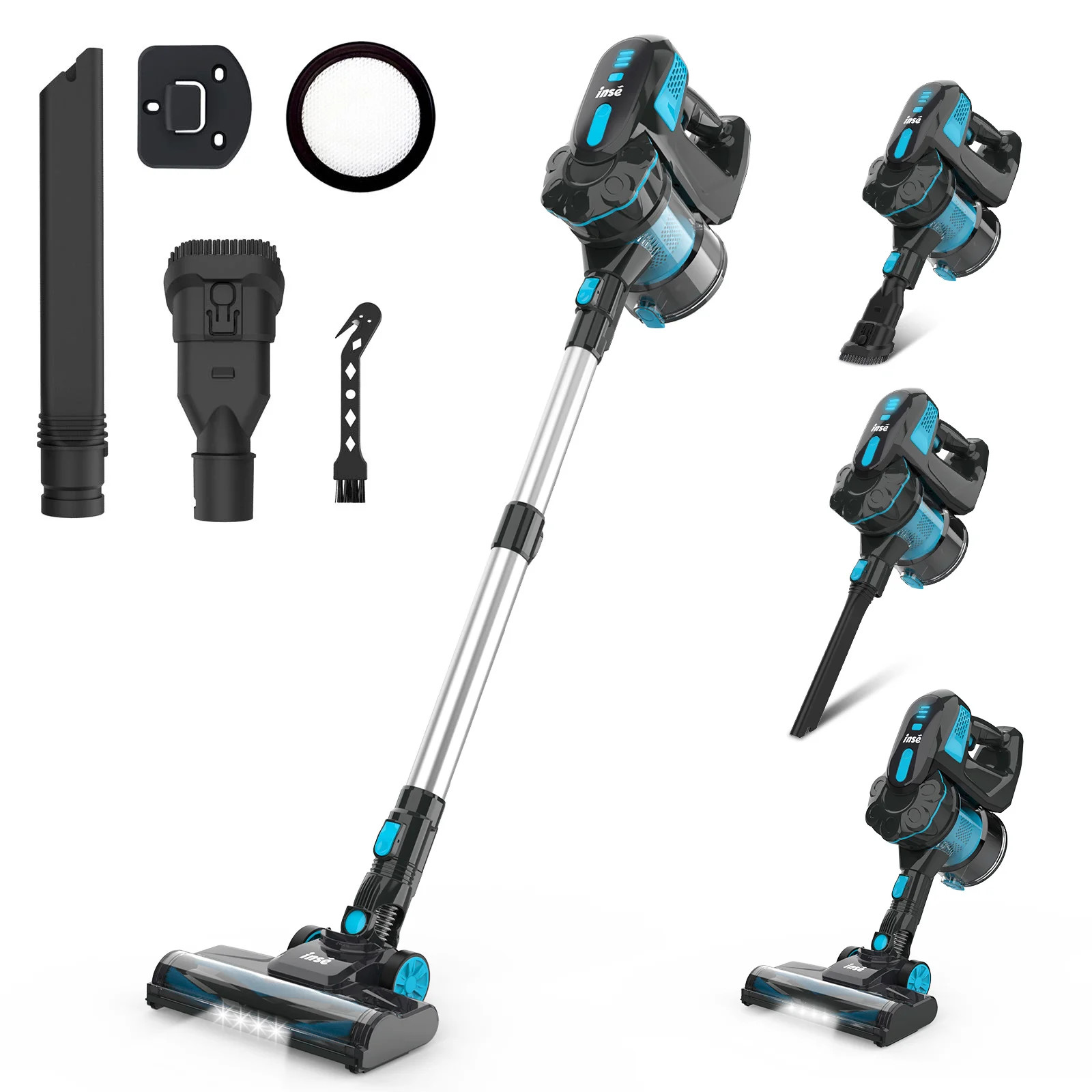 Cordless Vacuum Cleaner, 20Kpa Stick Vacuum up to 40Min Runtime, 6-In-1 Cordless