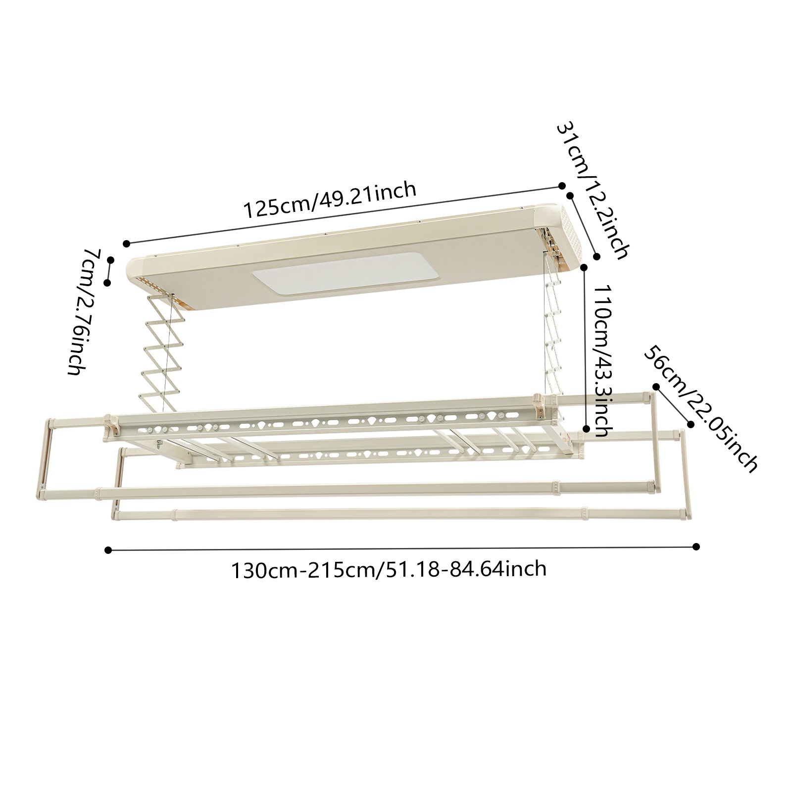 Electrical Retractable Airing Rack with Remote Control & Light 35kg/77.16 lbs