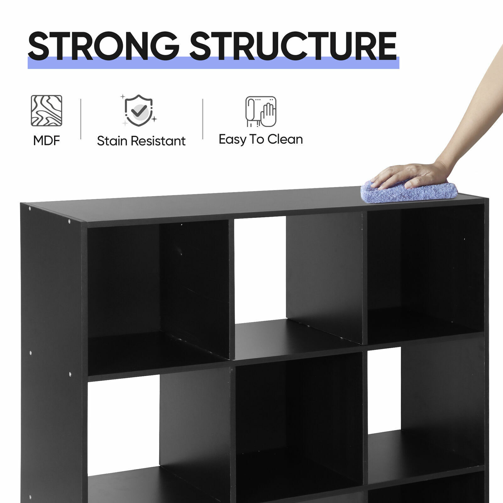 3 Tier 9-Cube Wooden Organizer Storage Cabinet Bookcase Shelving W/Back Panels