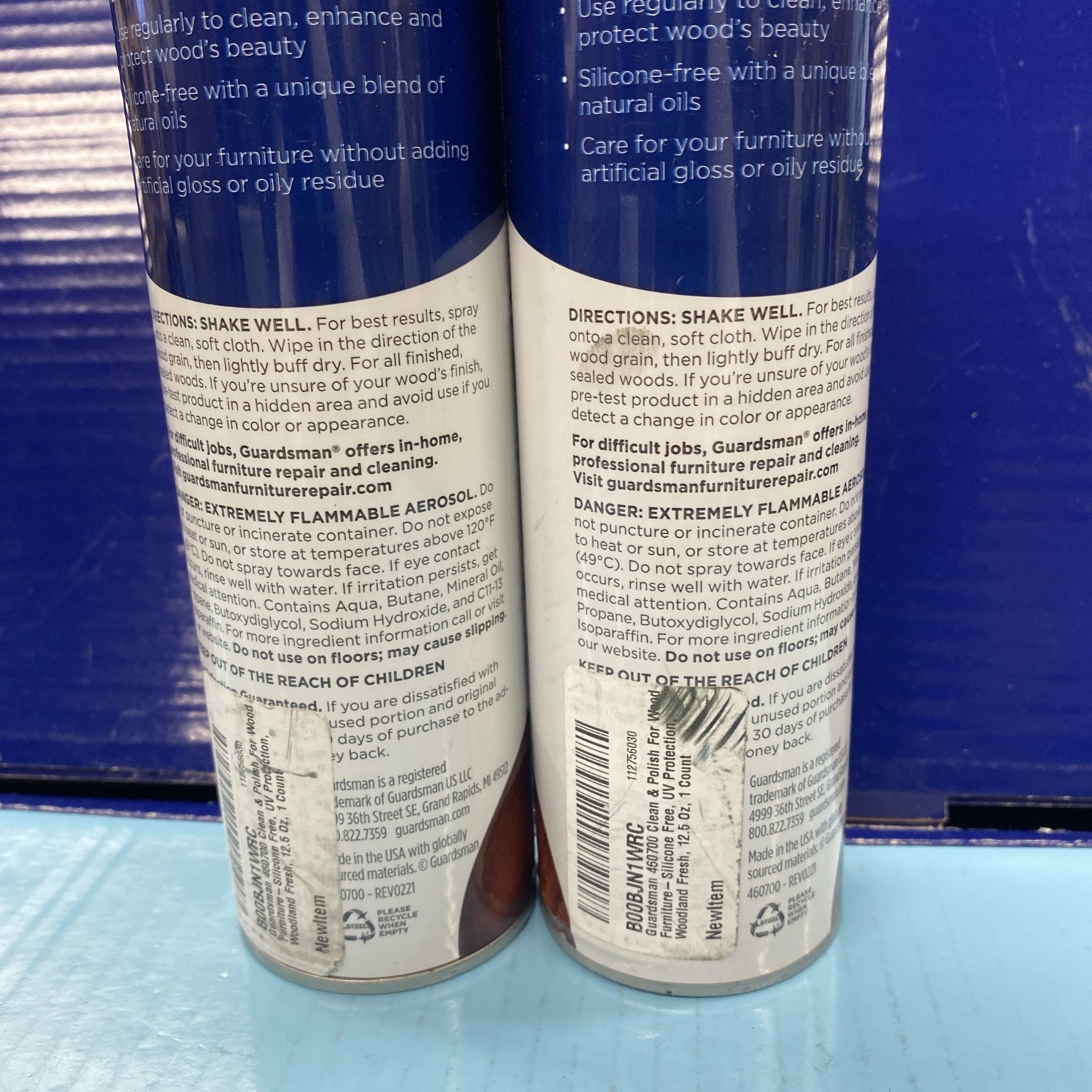 2X GUARDSMAN Anytime Clean & Polish Protects Wood Furniture (1 Damaged Cap)