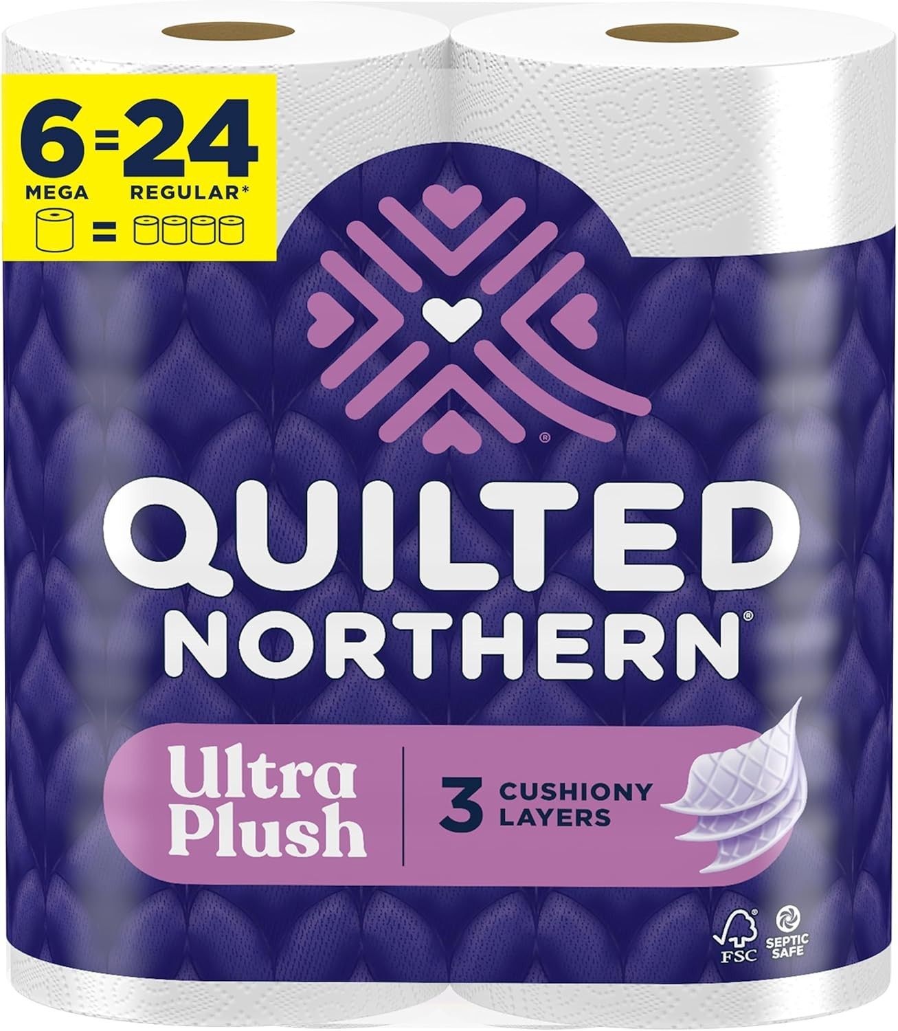 Quilted Northern Ultra Plush Toilet Paper, 6 6 Mega Rolls (Pack of 1), White