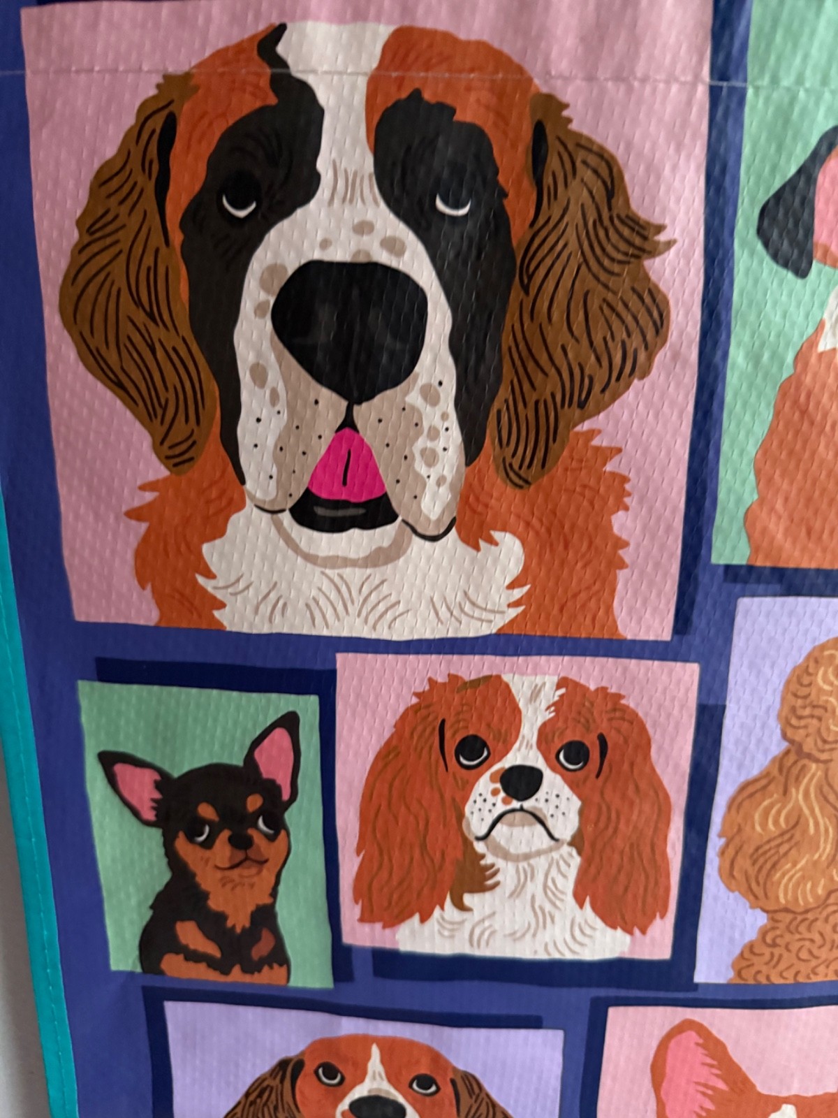 MARSHALLS LARGE TOTE SHOPPING BAG 20″ X 18″ DOG FACE POP ART PUPPY FRAME NEW
