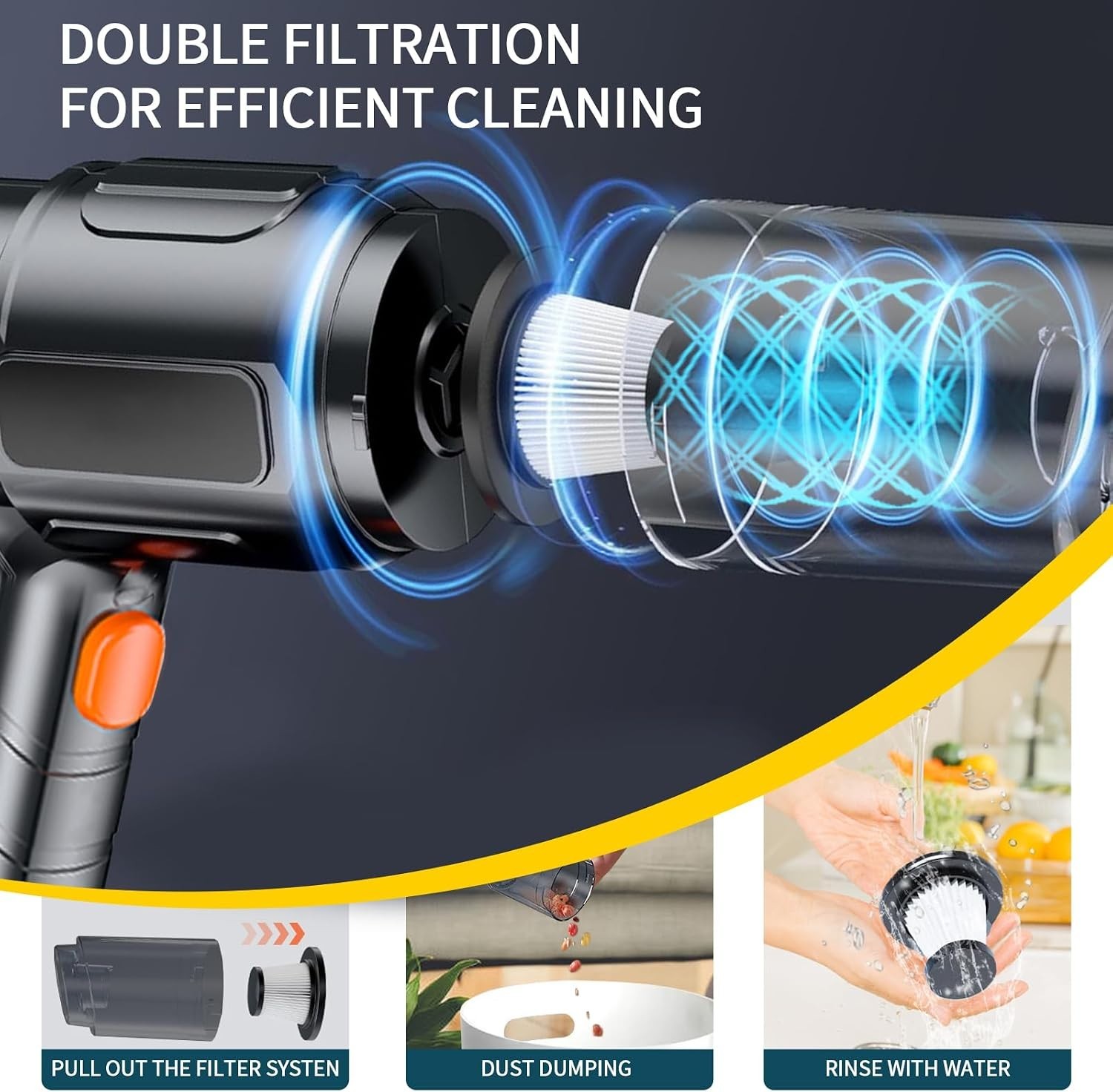 Multi-Surface 4-in-1 Handheld Vacuum – Powerful 18000PA Suction for Car & Home