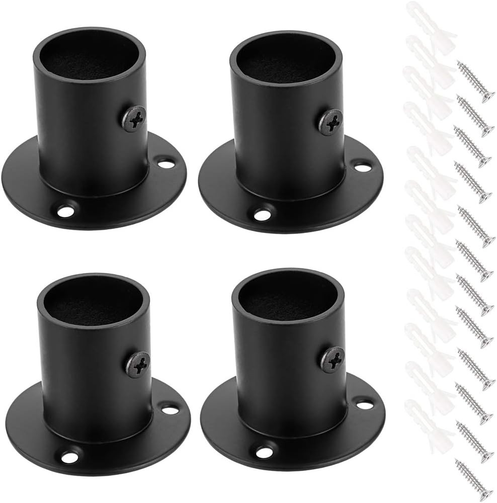 Ownmy 4 Packs Stainless Steel Pole Sockets Flange Rod Holder, Wall Mount Pipe Br
