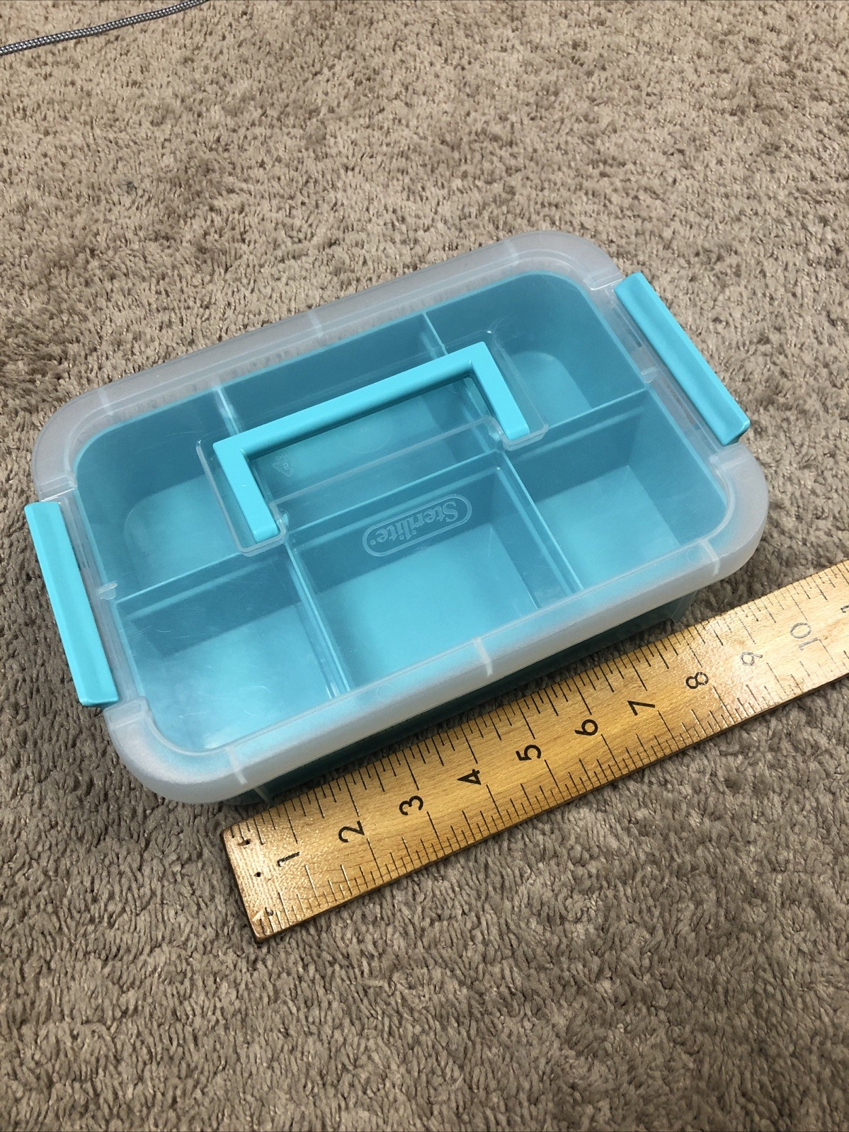 Sterilite Teal Rectangular Storage Container Snap Lid 12 Compartments EX