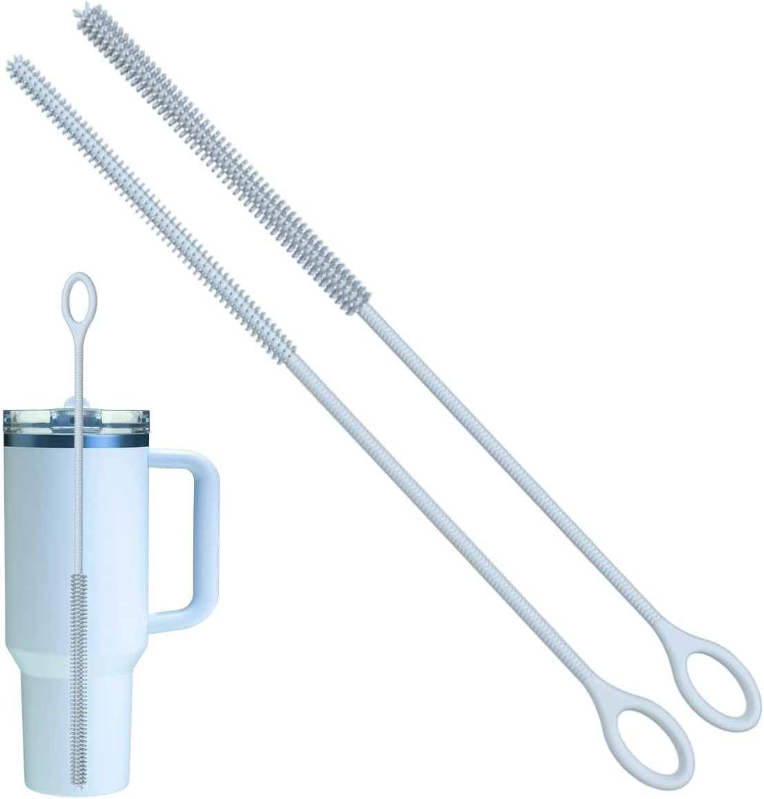 2Pcs Silicone Straw Cleaner Brush, 9.84In Reusable Straw Cleaner with Bendable S