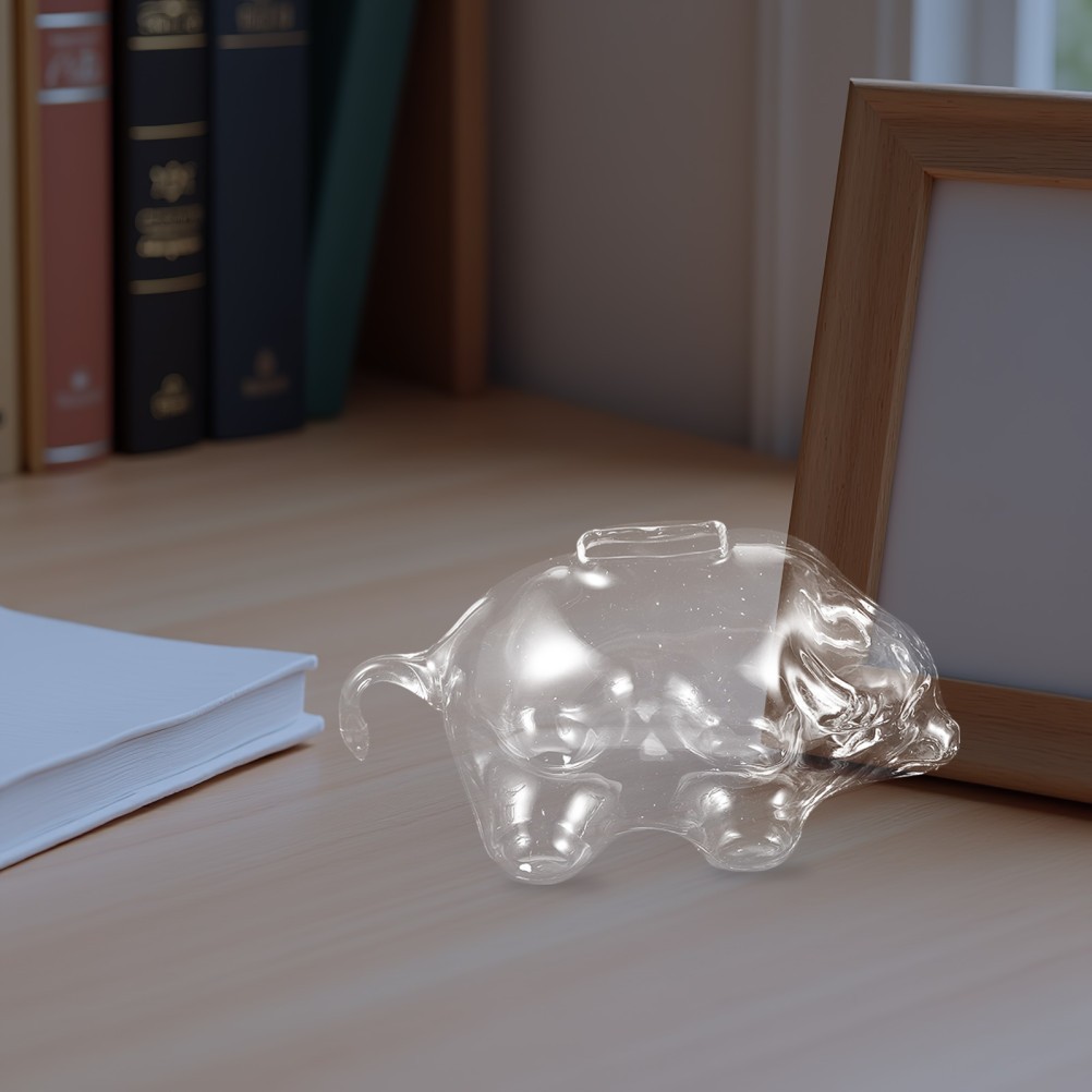 Large Capacity Glass Cow Piggy Bank: Shatterproof Cartoon Animal Money Saving