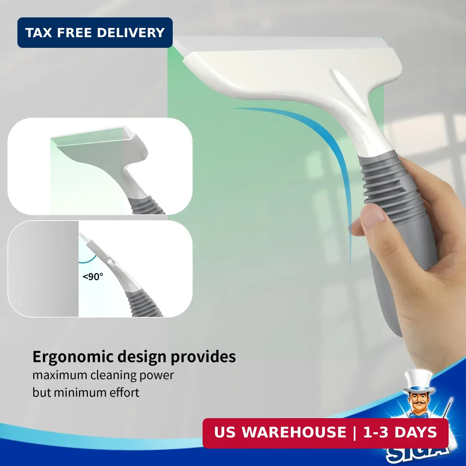 MR.SIGA Silicone Squeegee for Shower Doors, 25 cm/10 inch, White & Gray | Shower