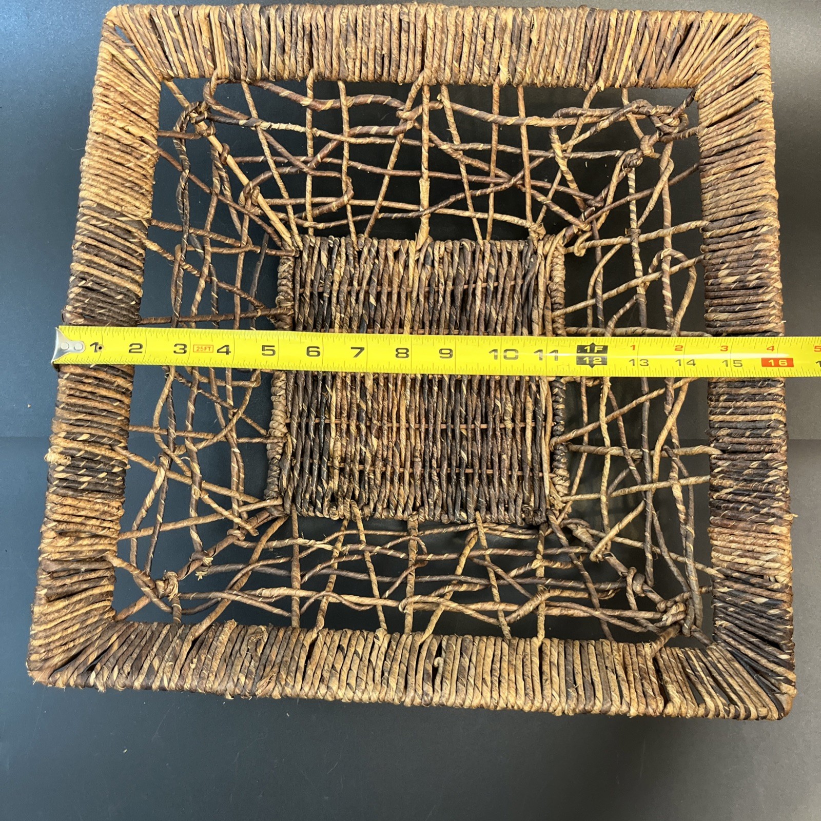 Jute Twine Wrapped Wire Basket Fruit Bowl Farmhouse Rustic Decor 16″ Bathroom