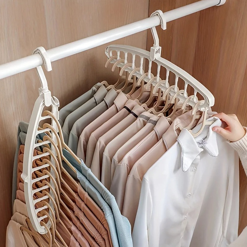 1 pc Folding Multi-Hole Clothes Hanger Non-Slip Closet Space Saver Organizer