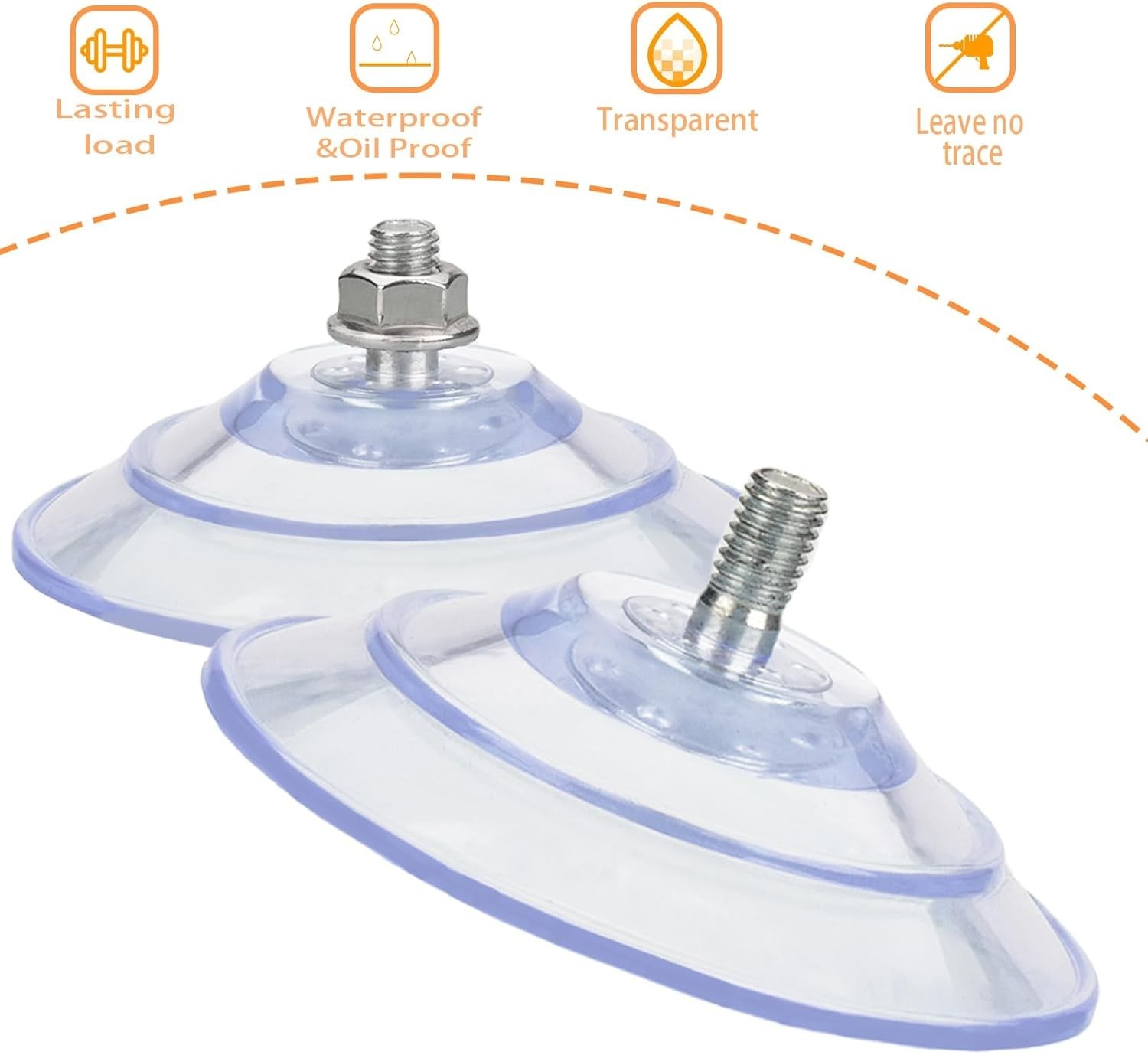 4-Pack 3.4″ Large Suction Cups with Screws Clear PVC Strong Glass Holder Pads