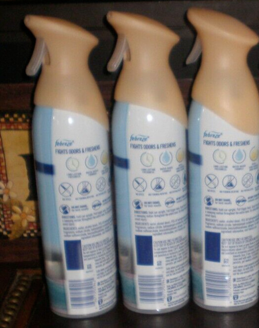 (3) FEBREZE Air Room Freshener Sprays SERENE VANILLA 8.8 Oz each Spray Bottle