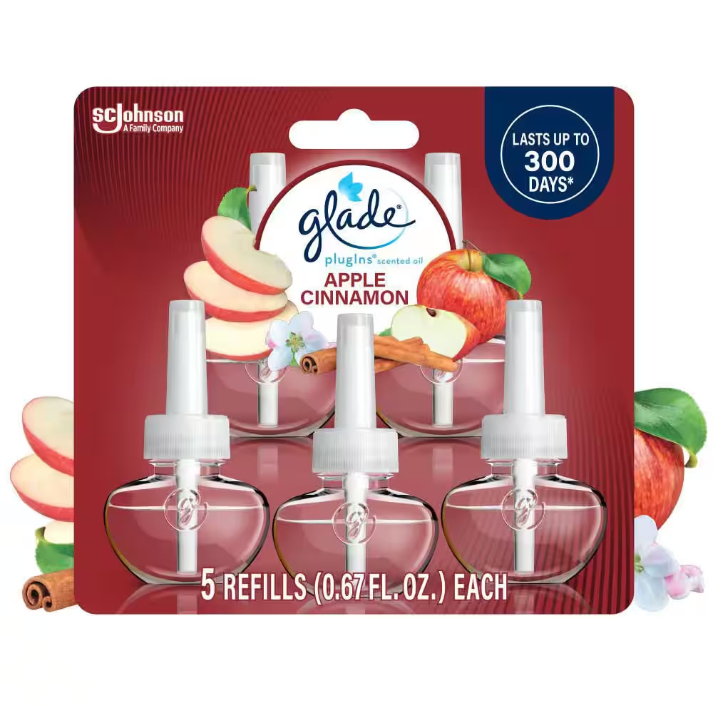 3.35 Fl. Oz. Apple Cinnamon Scented Oil Plug-In Air Freshener Refill (5-Count)