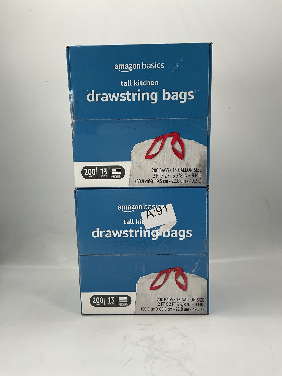 2 PK! Amazon Basics Tall Kitchen Trash Bags 13 Gal Unscented 400ct (A91)