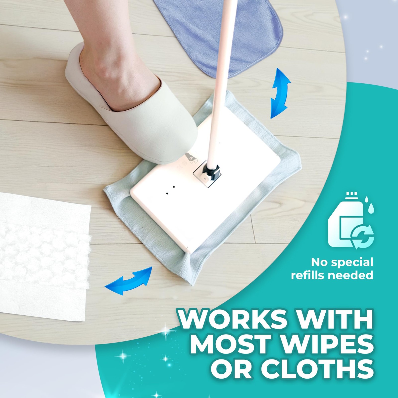 Hands-Flat Floor Mop & Sweeper – Foot-Tap Lock System with Most Pads – 360 Sw…