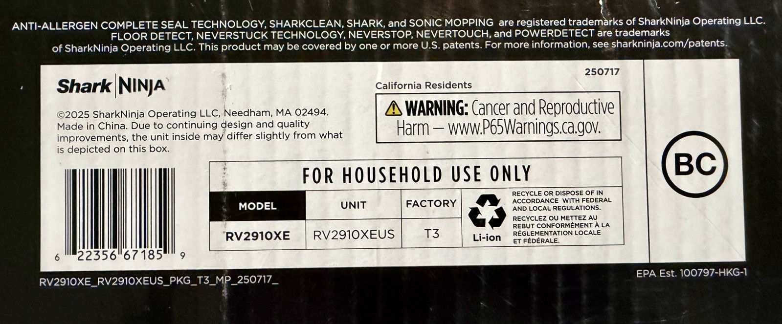 Shark PowerDetect ThermaCharged Robot Vacuum & Mop RV2920XE NeverTouch Pro NEW