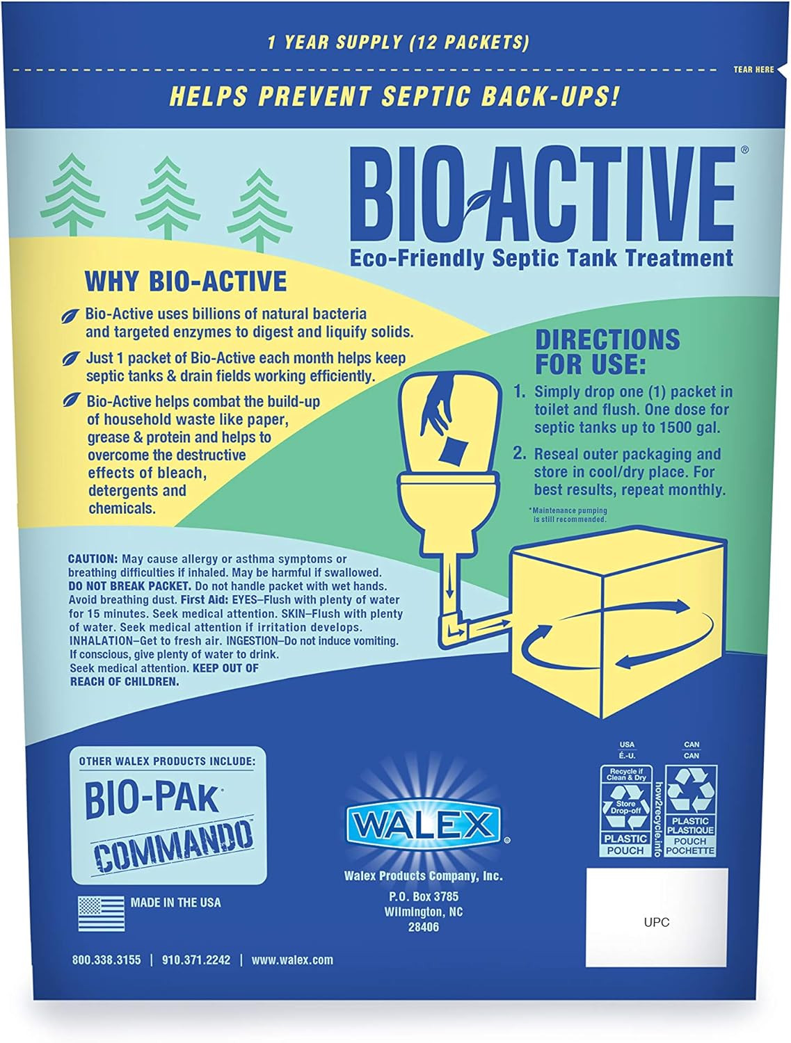 Bio Active Premium Septic Tank Treatment 12 Count Powerful Enzyme Cleaner