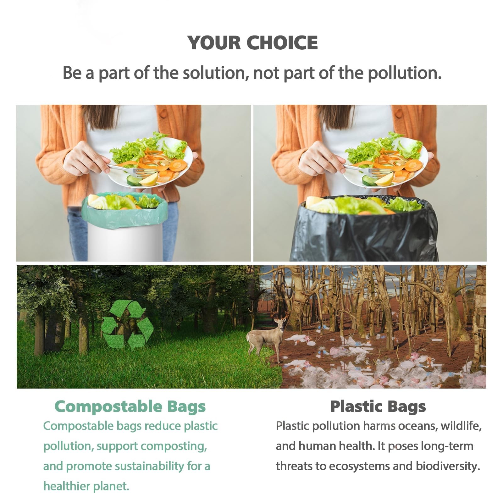 1.2 Gallon Small Trash Bags Garbage Bags, AYOTEE Mini Compostable Strong