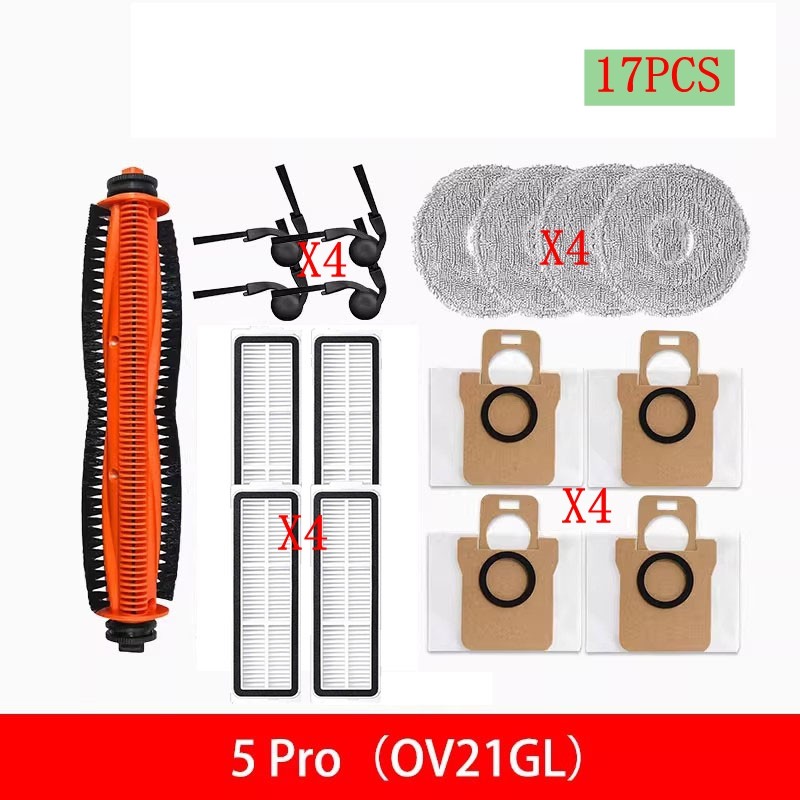 For Xiaomi Mijia 5 Pro OV21GL Vacuum Cleaner Main Side Brush Filters Dust Bags