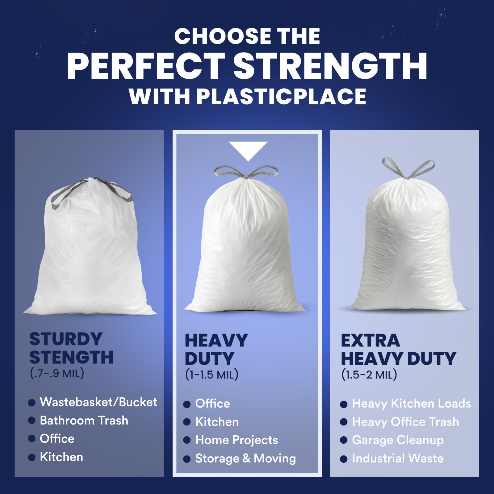 Plasticplace 13 Gallon White Trash Bags 1.2 Mil 24″x27” (200 Count)