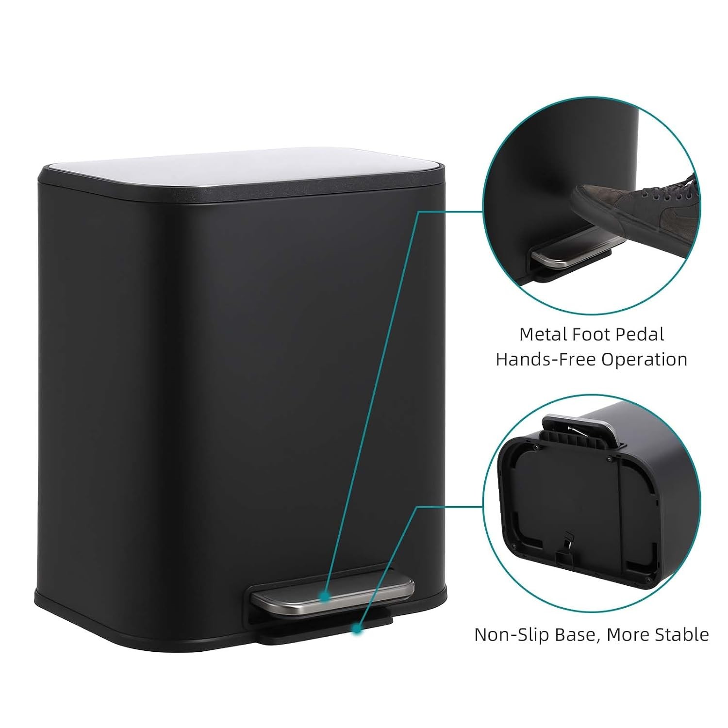 5.3 Gallon Kitchen Trash Can W/ Lid Stainless Steel Garbage Can W/ Foot Pedal