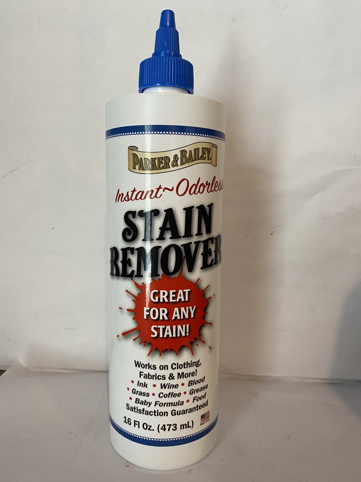 PARKER & BAILEY Stain Grease Instant Odorless Remover for Carpet Clothes 16 Oz