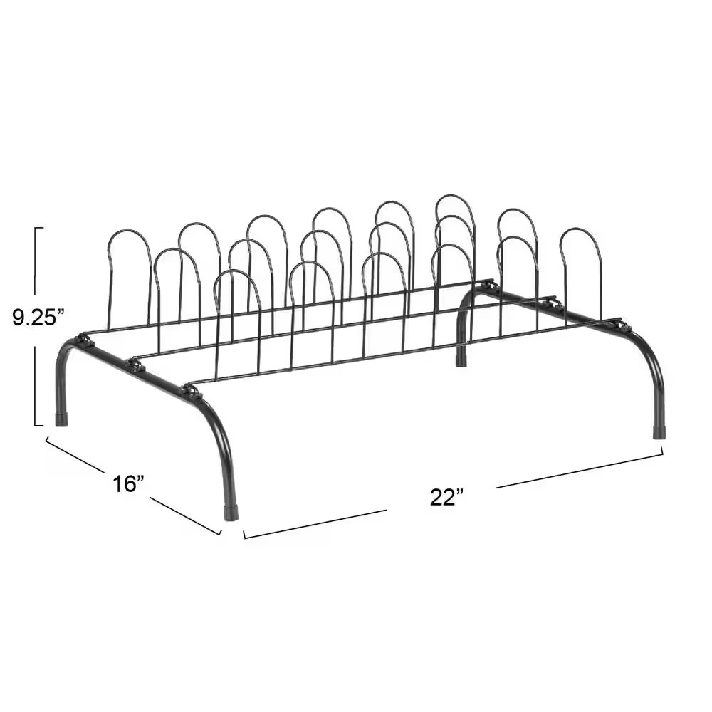 9.3 In. H 9-Pair Black Metal Wire Shoe Rack