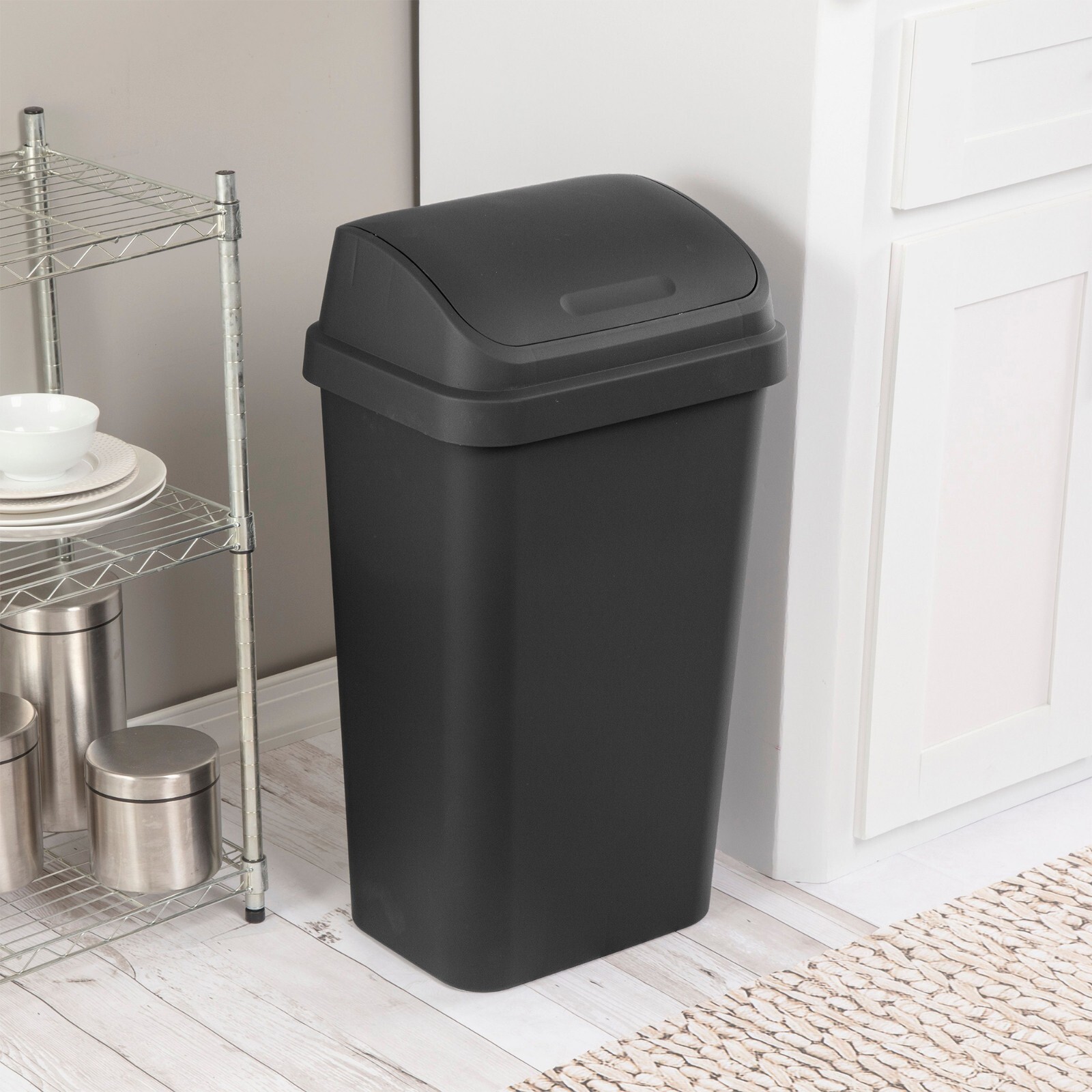 Kitchen Trash Can 13 Gallon Plastic Dual Swing Top With Lid Garbage NEW