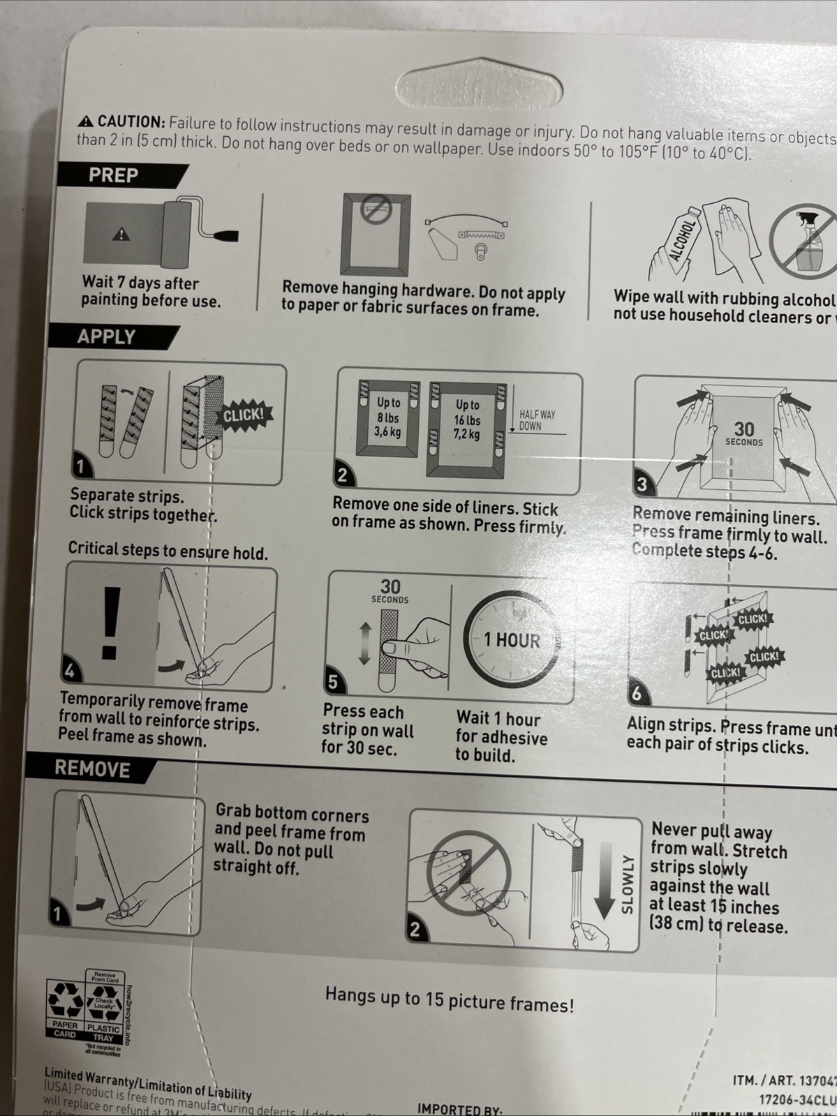 3M Command Picture Hanging Strips 34 Pairs 68 Large Strips Hold 16 lbs
