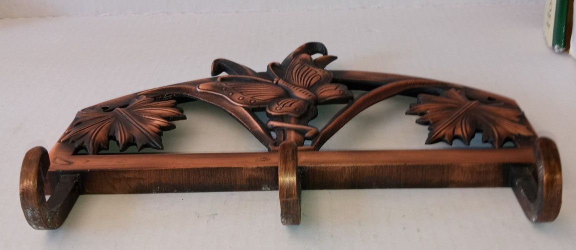Hayes Butterfly 3 Hook Wall Mount Antique Copper Metal