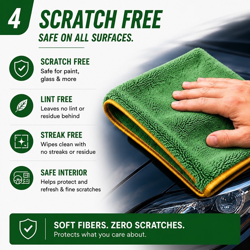 4 Pack Microfiber Car Detailing Towels 16″ x 24″ 380 GSM Lint Free Scratch Free