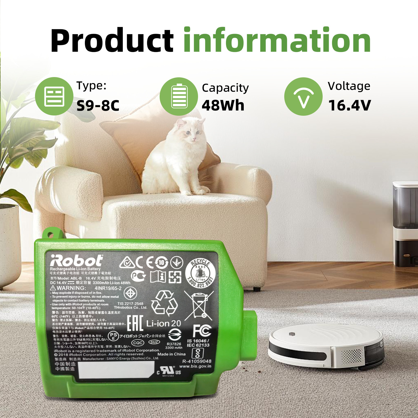 OEM Genuine Battery For iRobot Robot Roomba S9 S9+ Authentic ABL-B 4INR19/65-2