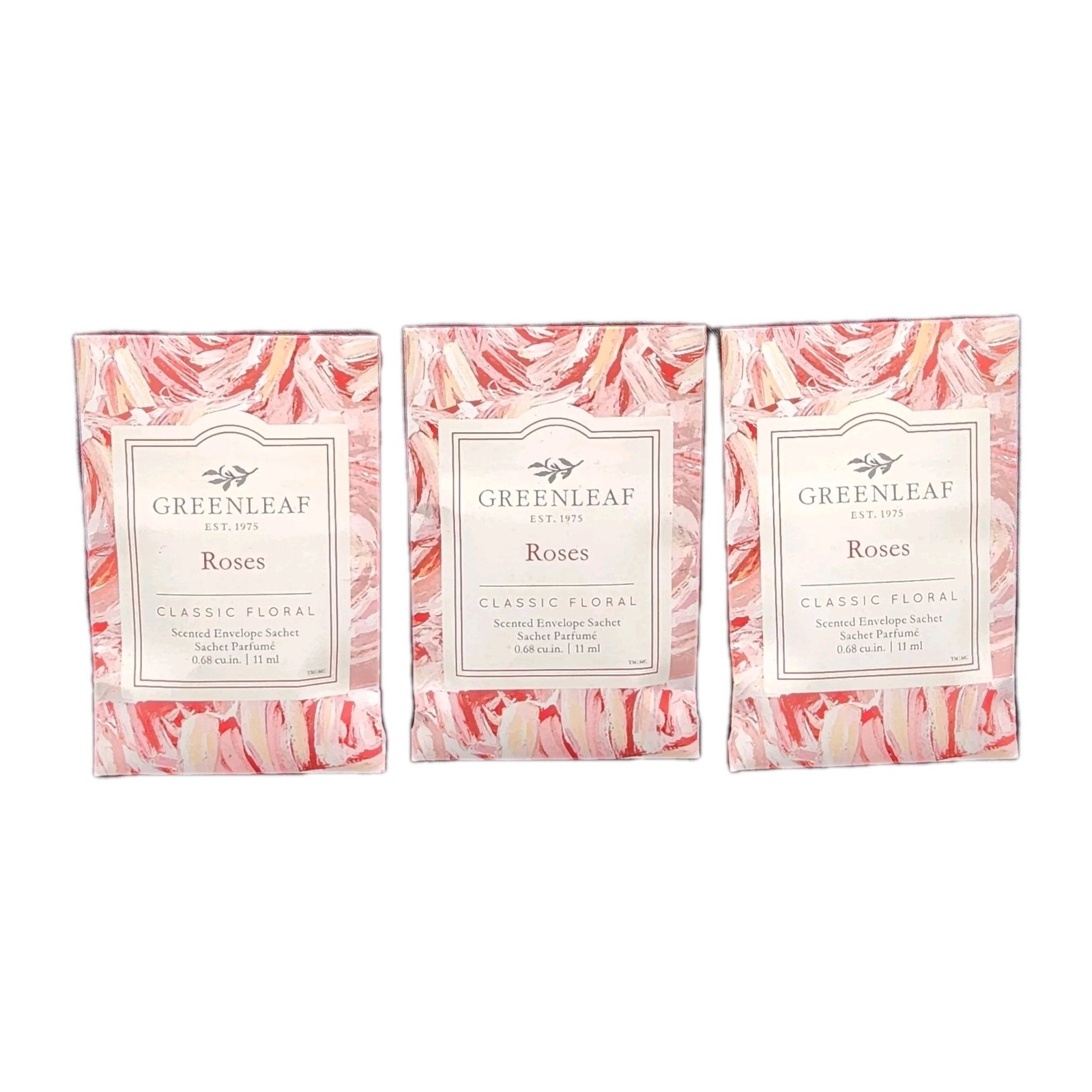 Greenleaf Sachet Roses Scent Classic Floral mini packets lot 3 ~ 0.68 cu in New
