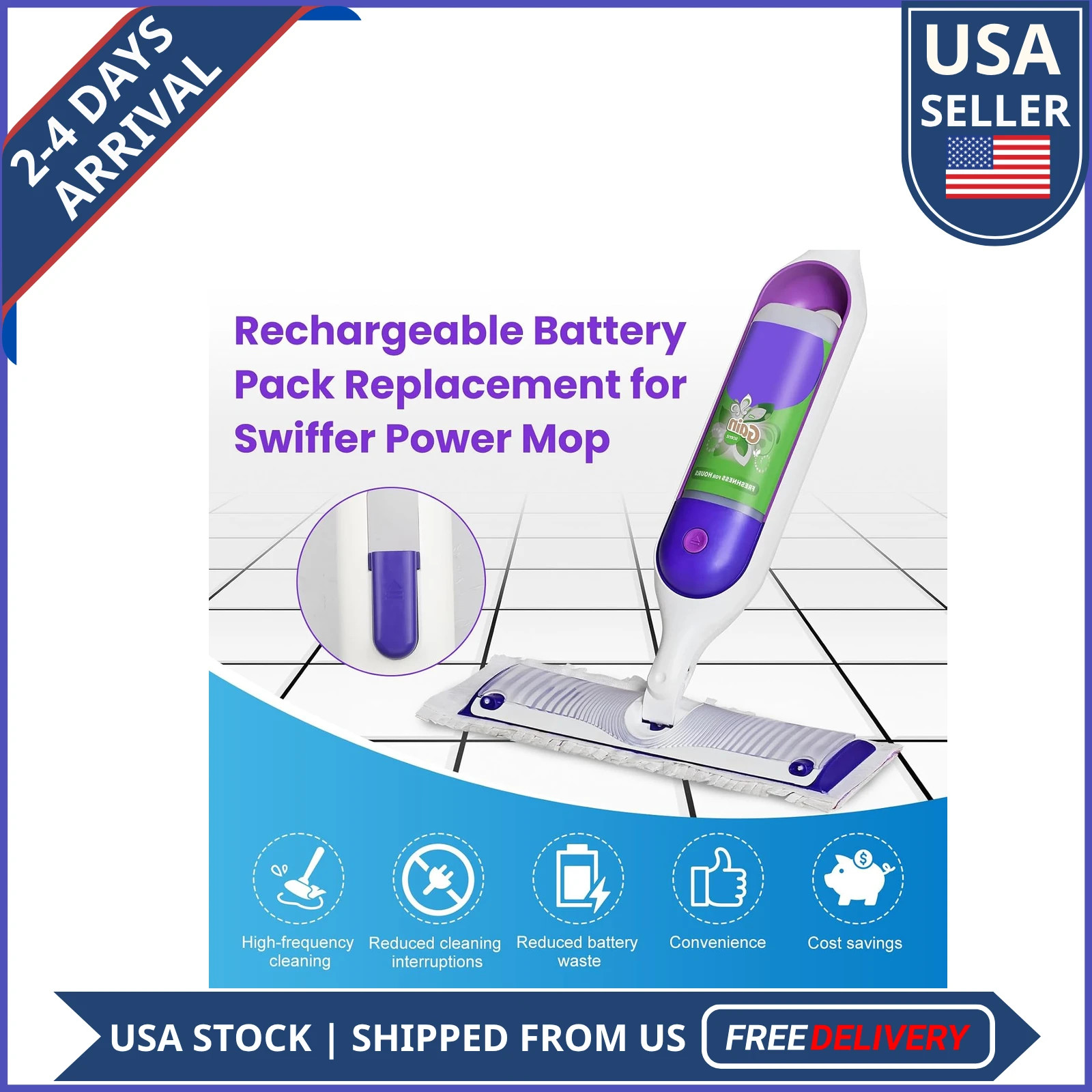 2000mAh Rechargeable Battery Pack for Swiffer Power Mop Lithium Ion Replacement