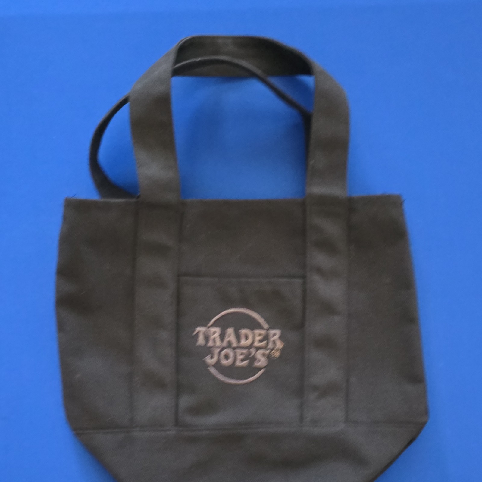 Trader Joe’s Mini Black Canvas Tote Bag Foldable Solid Plain Reusable Shopping