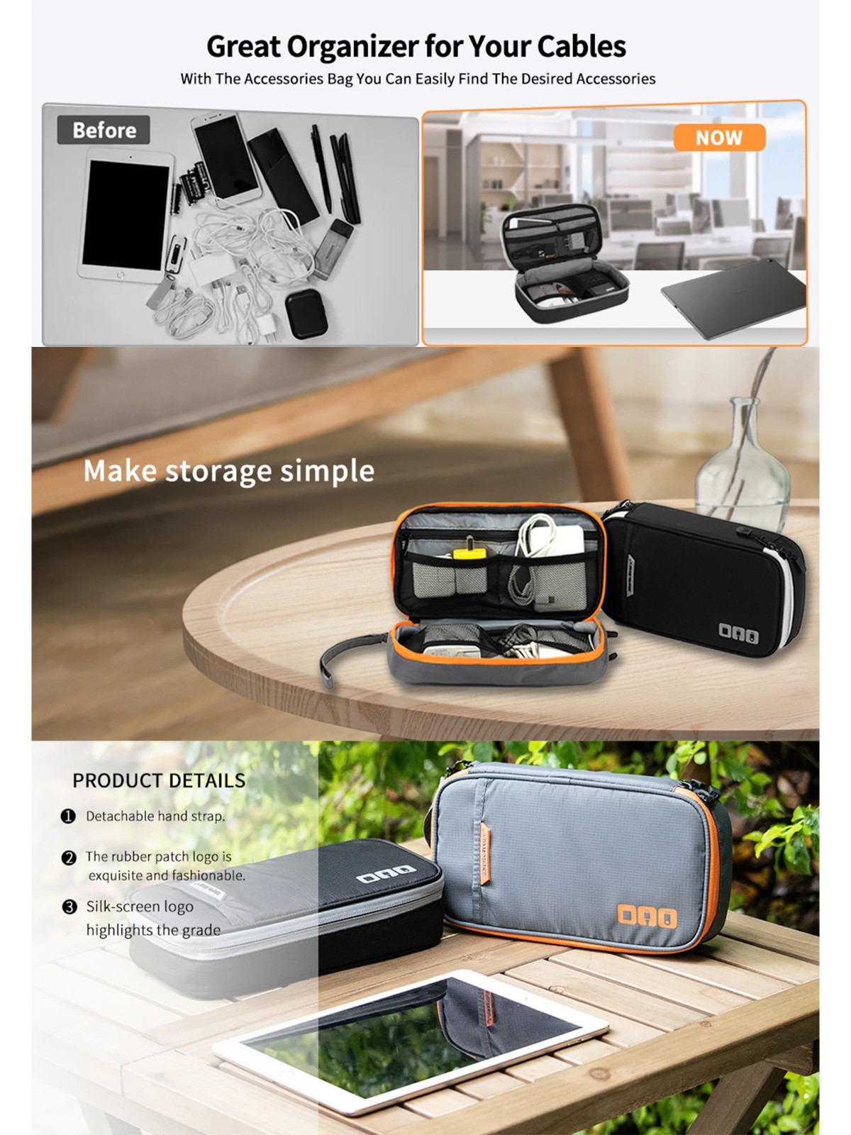 Travel Accessories Storage Bag Portable Electronics Cable Case Tech Organizer