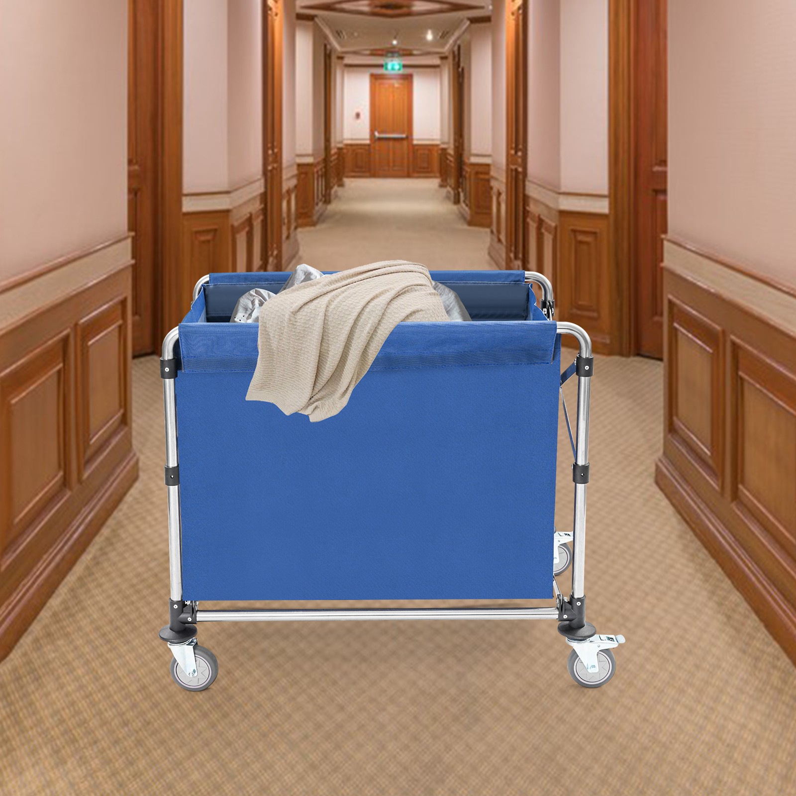 Folding Laundry Cart with Wheels – Durable Stainless Steel & Large Capacity