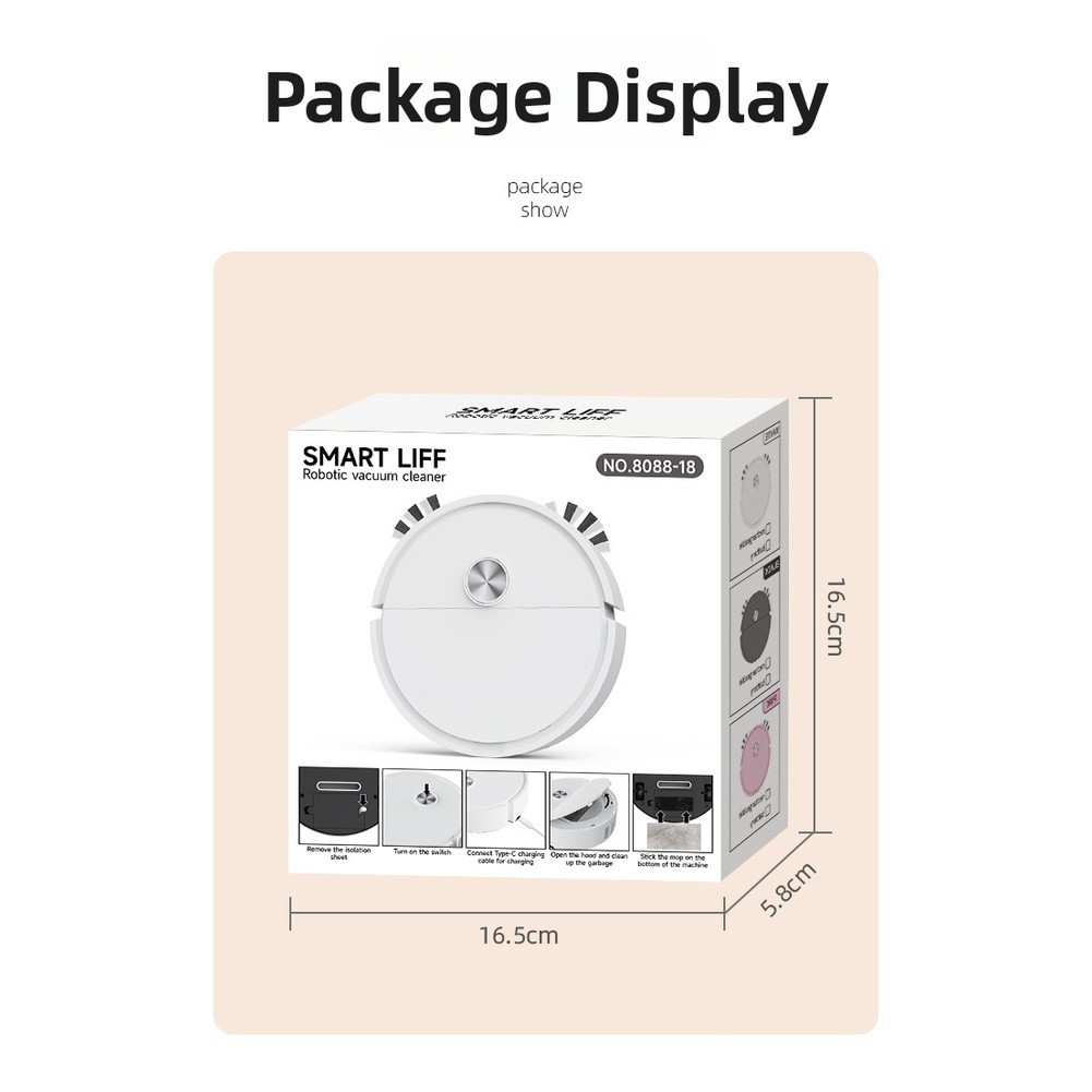 Smart Robot Vacuum Cleaner with 180min Runtime and Efficient Dust Hair Pickup