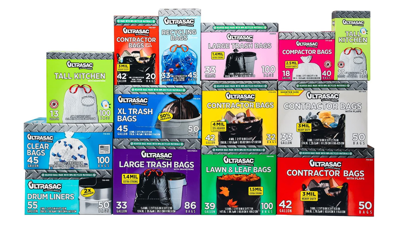 Black Large Heavy Duty Drawstring Trash Bags 33 Gallon 1.4 MIL, 33.5″ x 38″ -…