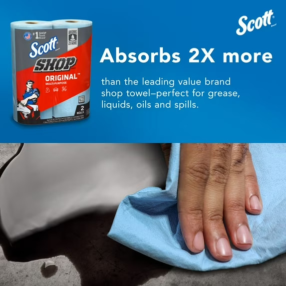 SCOTT Professional Multi Purpose Shop Paper Towels 55 Sheets Roll 2 Rolls