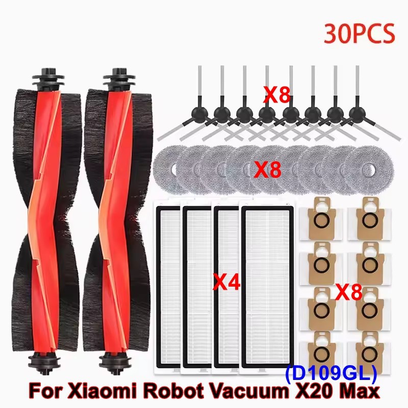 Replacement Kits For Xiaomi Robot Vacuum X20 Max Brushes Filter Mop Cloth Parts