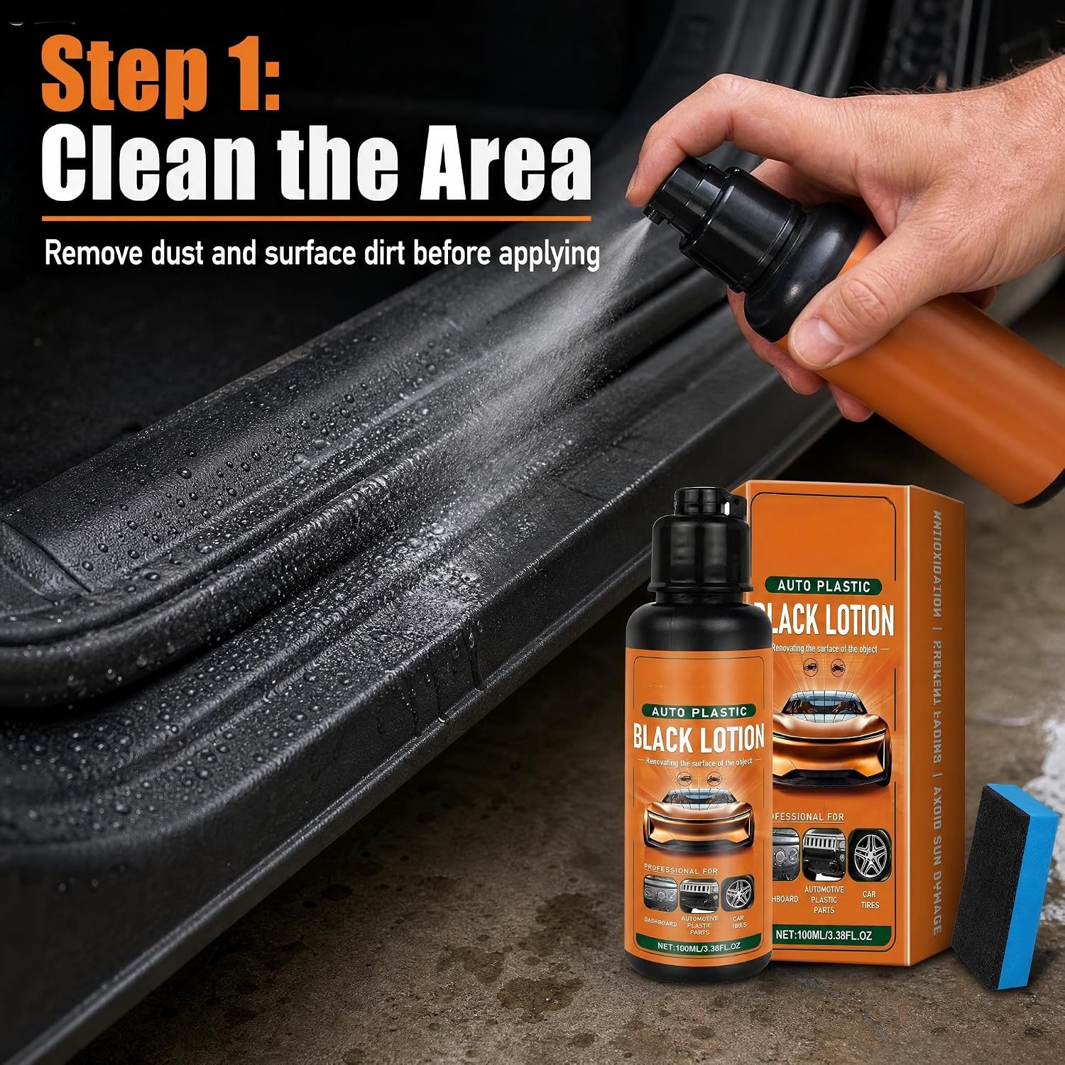 Auto Black Plastic Lotion 100ml Plastic Restorer Kit, Restore Faded Plastic & Ru