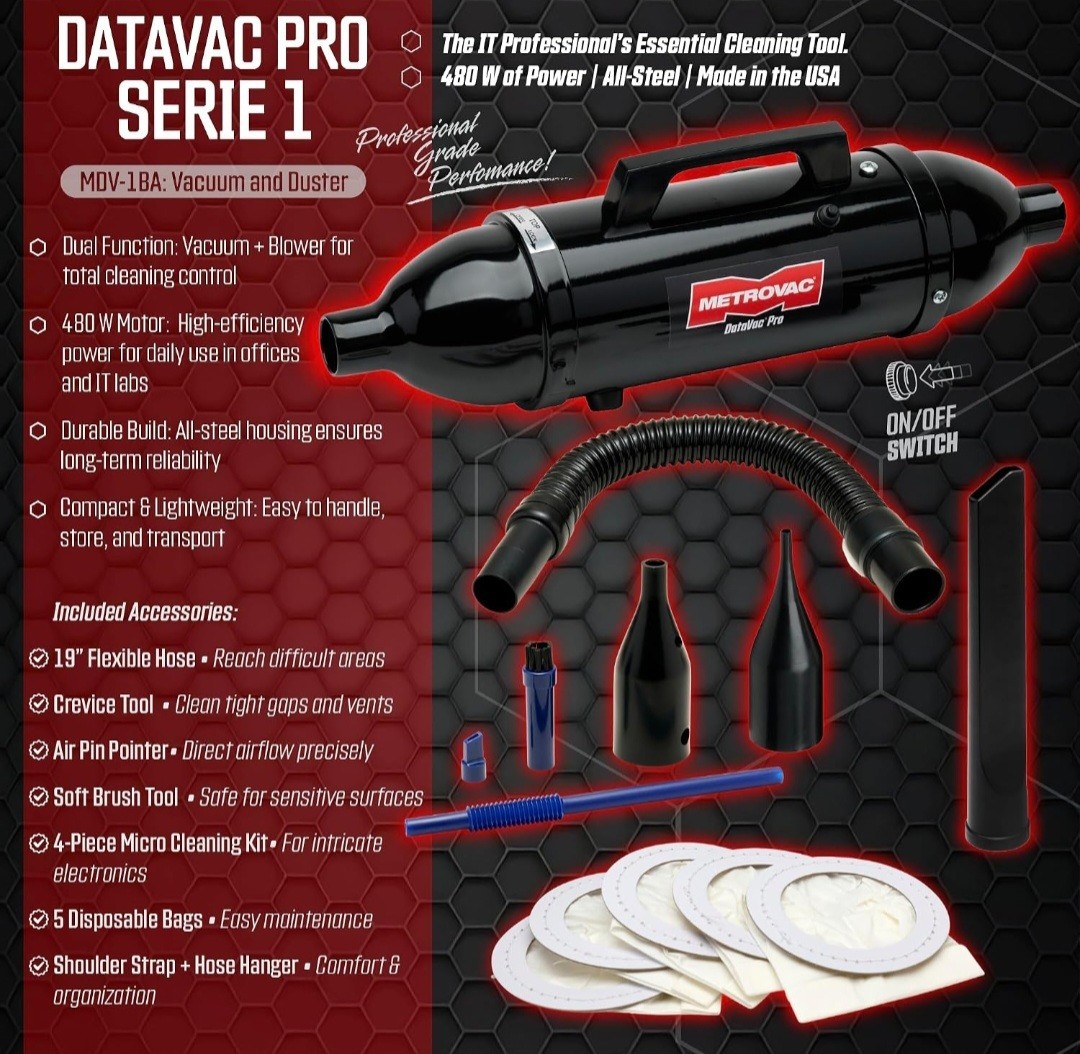 METROVAC Electric DataVac Pro Series | Model MDV-1BA | Computer Vacuum | Blower